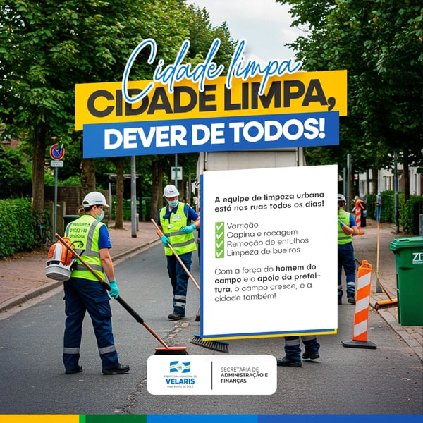 PREFEITURA INFORME COMUNICADO PAVIMENTAÇÃO PRAÇA SAÚDE CAMPO RURAL MÁQUINAS VAGAS AVISO PSD EDITÁVEL