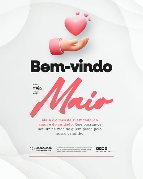BEM VINDO MAIO SAUDAÇÃO MÊS SOCIAL MEDIA POST EDITÁVEL FEED