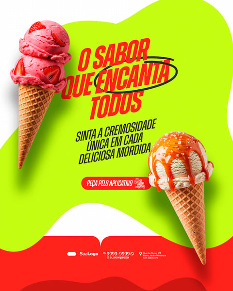 SORVETE NA CASQUINHA COLEÇÃO SOCIAL MEDIA PSD EDITÁVEL 1