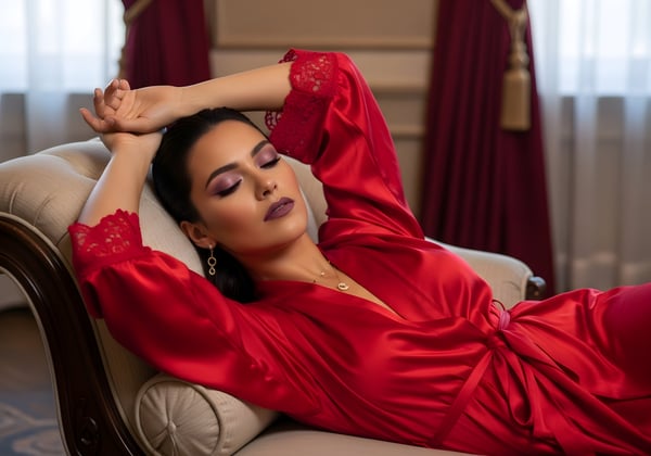 Linda mulher com uma rosa deitada sobre o sofá dia da mulher 02
