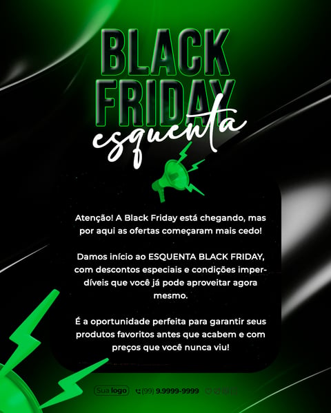 FLYER - COMUNICADO - AVISO - BLACK FRIDAY - PSD EDITAVEL