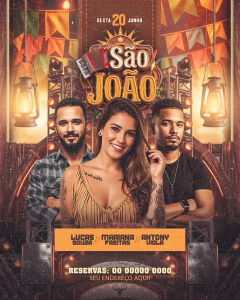 FLYER PARA EVENTOS SÃO JOÃO A TRÊS FEED
