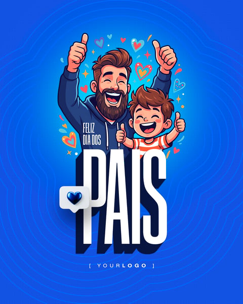 FELIZ DIA DOS PAIS CELEBRAÇÃO PAI E FILHO SOCIAL MEDIA PSD EDITÁVEL