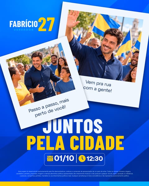 Cartaz Campanha Política Vereador Fabrício 27 Azul E Amarelo Social Media PSD Editável
