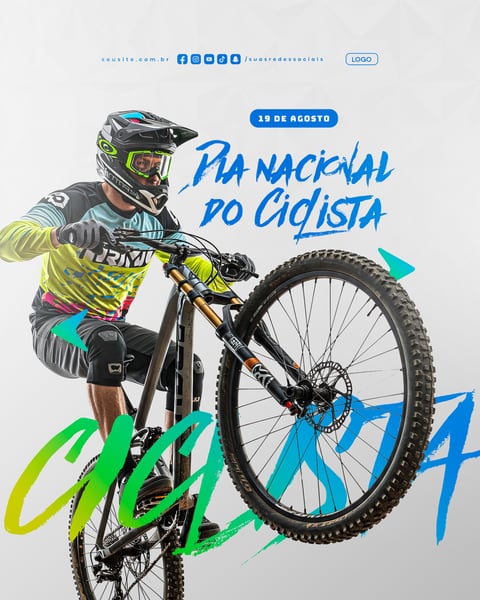 Dia Nacional do Ciclista 19 de Agosto Social Media PSd Editável