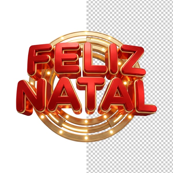 SELO 3D FELIZ NATAL VERMELHO PNG TRANSPARENTE