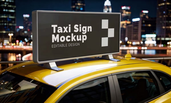 ANÚNCIO EM TAXI PSD EDITÁVEL MOCKUP