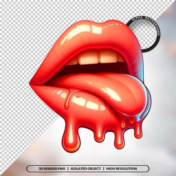 3D RENDER BOCA LÍNGUA LEITE ELEMENTO ÍCONE PSD PNG