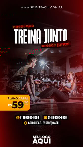 POST STORY - ACADEMIA - CASAL QUE TREINA JUNTO, CRESCE JUNTO!