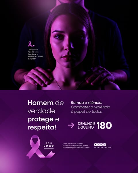 AGOSTO LILÁS CAMPANHA DE CONSCIENTIZAÇÃO AO COMBATE A VIOLÊNCIA CONTRA A MULHER SOCIAL MEDIA PSD EDITÁVEL 10