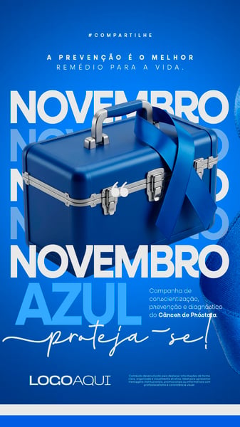 NOVEMBRO AZUL MALETA SAÚDE HOMEM SOCIAL MEDIA FLYER PSD EDITÁVEL STORY
