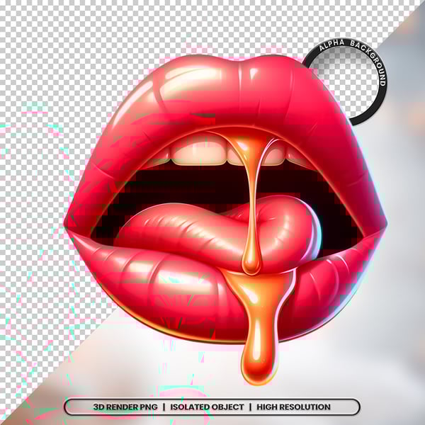 3D RENDER BOCA LÍNGUA LEITE ELEMENTO ÍCONE PSD PNG