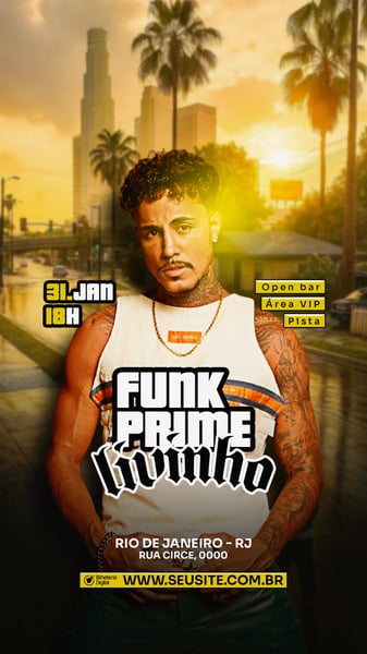 FLYER EVENTO SHOW FUNK PRIME MC LIVINHO PSD STORY 84
