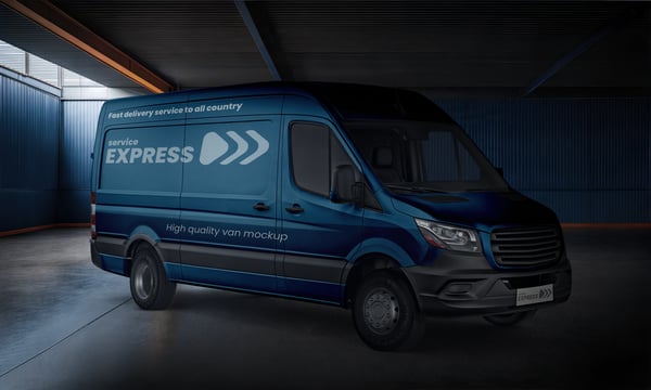 Van de carga PSD editável Mockup