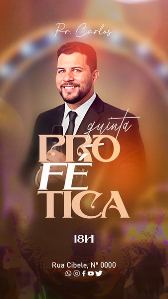 FLYER GOSPEL DE CULTO - QUINTA PROFÉTICA PSD EDITÁVEL