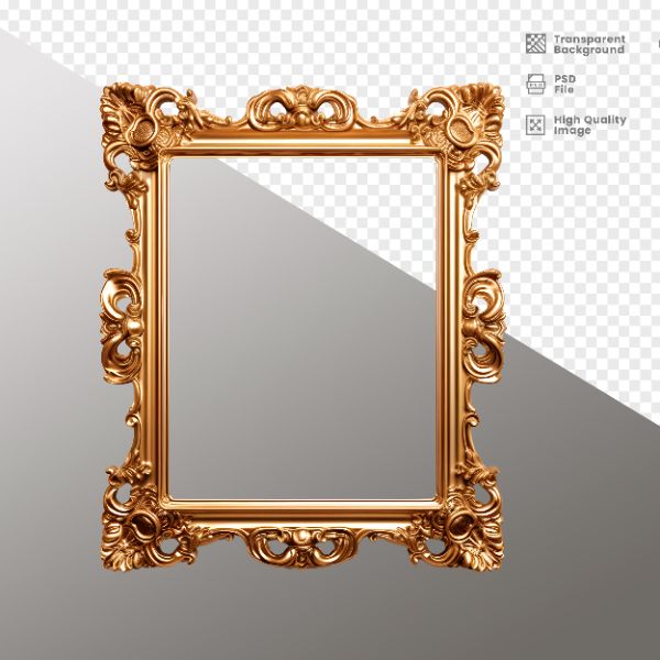 ELEMENTO 3D QUADRO ANTIGO DOURADO LUXUOSO