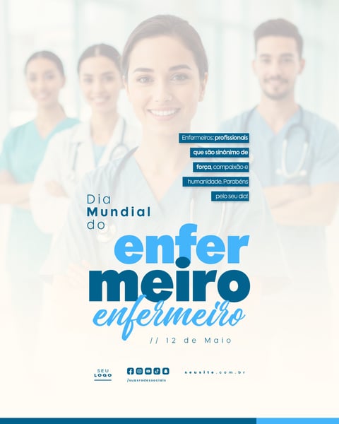 DIA MUNDIAL DO ENFERMEIRO 12 DE MAIO SOCIAL MEDIA EDITÁVEL DATA COMEMORATIVA FEED
