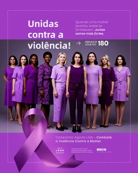 AGOSTO LILÁS CAMPANHA DE CONSCIENTIZAÇÃO AO COMBATE A VIOLÊNCIA CONTRA A MULHER SOCIAL MEDIA PSD EDITÁVEL 4