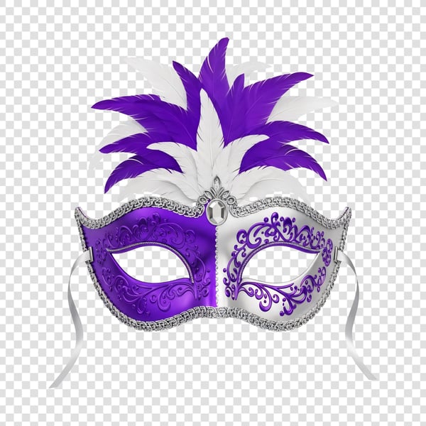 Máscara de Carnaval roxa com penas 12