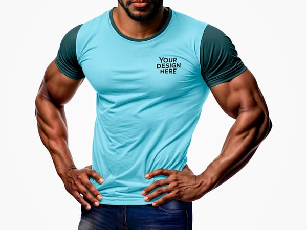 OYS HOMEM COM CAMISETA MOCKUP MUSCULOSO FITNESS ACADEMIA SAÚDE ROUPA VESTUÁRIO MANGA CURTA PSD