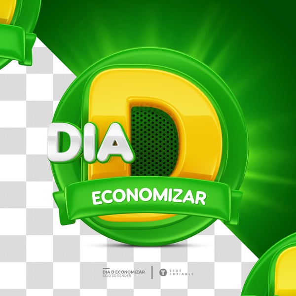 SELO 3D LOJA SUPERMERCADO DIA D ECONOMIZAR PNG