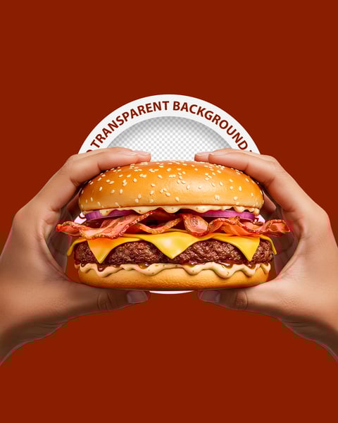 MÃO SEGURANDO UM HAMBÚRGUER