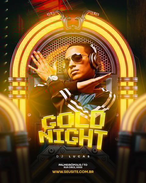 FLYER EVENTO SHOW DJ LUCAS GOLD NIGHT PSD FEED 94