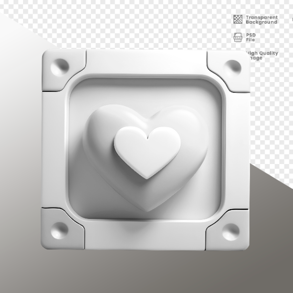 CORAÇÃO QUADRADO -  ELEMENTO 3D CORAÇÃO  PARA COMPOSIÇÃO