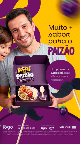 MUITO MAIS SABOR PARA O PAIZÃO AÇAITERIA AÇAÍ DIA DOS PAIS STORY SOCIAL MEDIA PSD EDITÁVEL
