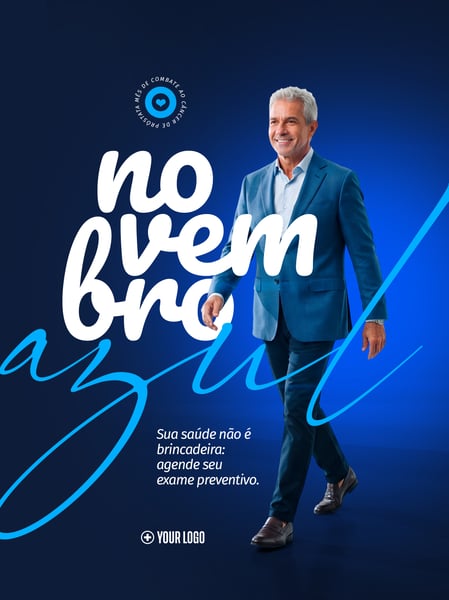 NOVEMBRO AZUL HOMEM PREVENÇÃO SOCIAL MEDIA FLYER PSD EDITÁVEL