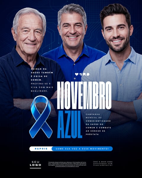 NOVEMBRO AZUL CAMPANHA MUNDIAL DE CONSCIENTIZAÇÃO DA SAÚDE DO HOMEM E COMBATE AO CÂNCER DE PRÓSTATA SOCIAL MEDIA PSD EDITÁVEL 1