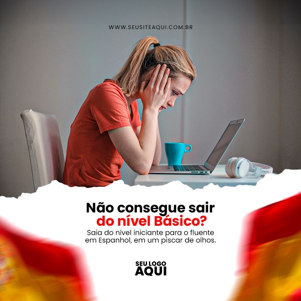 AULAS DE ESPANHOL | IDIOMAS | ESCOLA | SOCIAL MEDIA | PSD EDITÁVEL