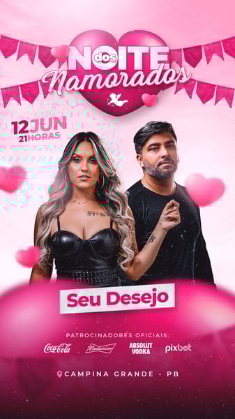 FLYER DE SÃO JOÃO PSD EDITÁVEL STORIES NOITE DOS NAMORADOS