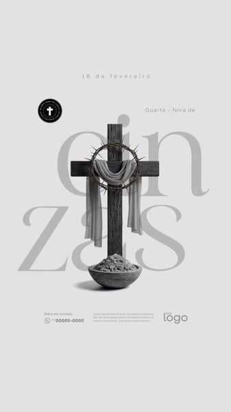 Story Quarta Feira de Cinzas 18 de Fevereiro Social Media PSD Editáve