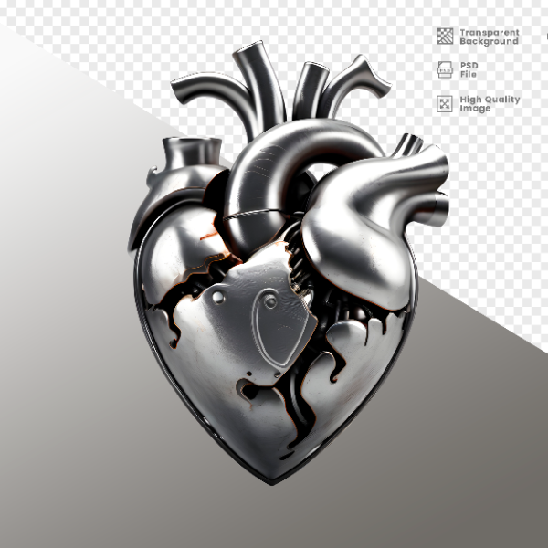 CORAÇÃO FERRO E MADEIRA  ELEMENTO 3D PARA COMPOSIÇÃO - HEART