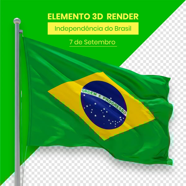 BANDEIRA ELEMENTO INDEPENDÊNCIA DO BRASIL 7 DE SETEMBRO 3D COMPOSIÇÃO