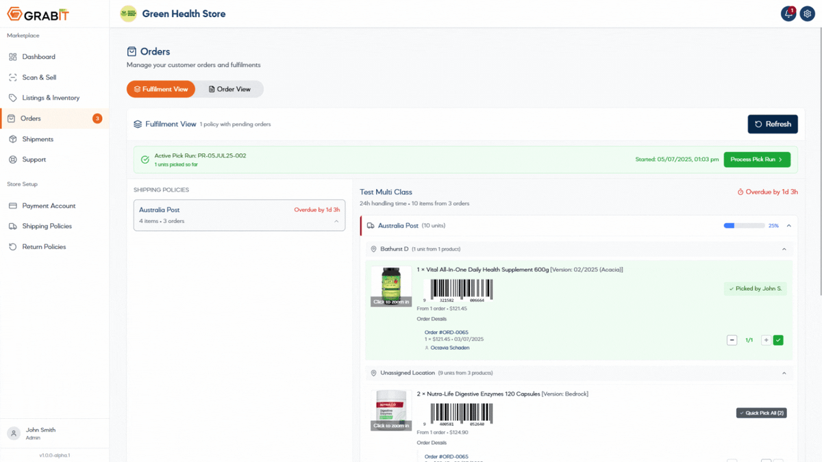 GRABIT order fulfilment journey