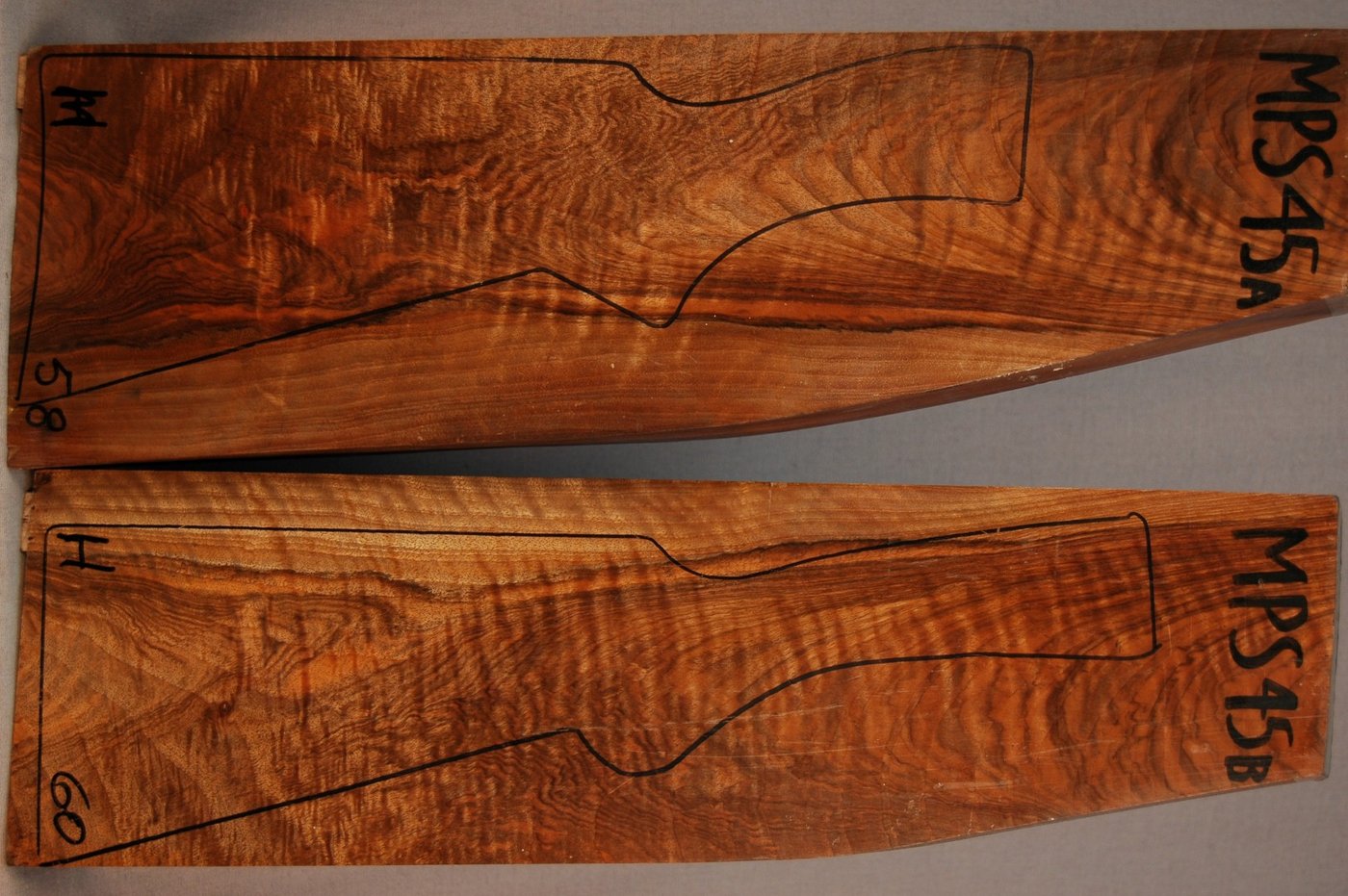 Right side of MPS 45A & 45B stockwood blank