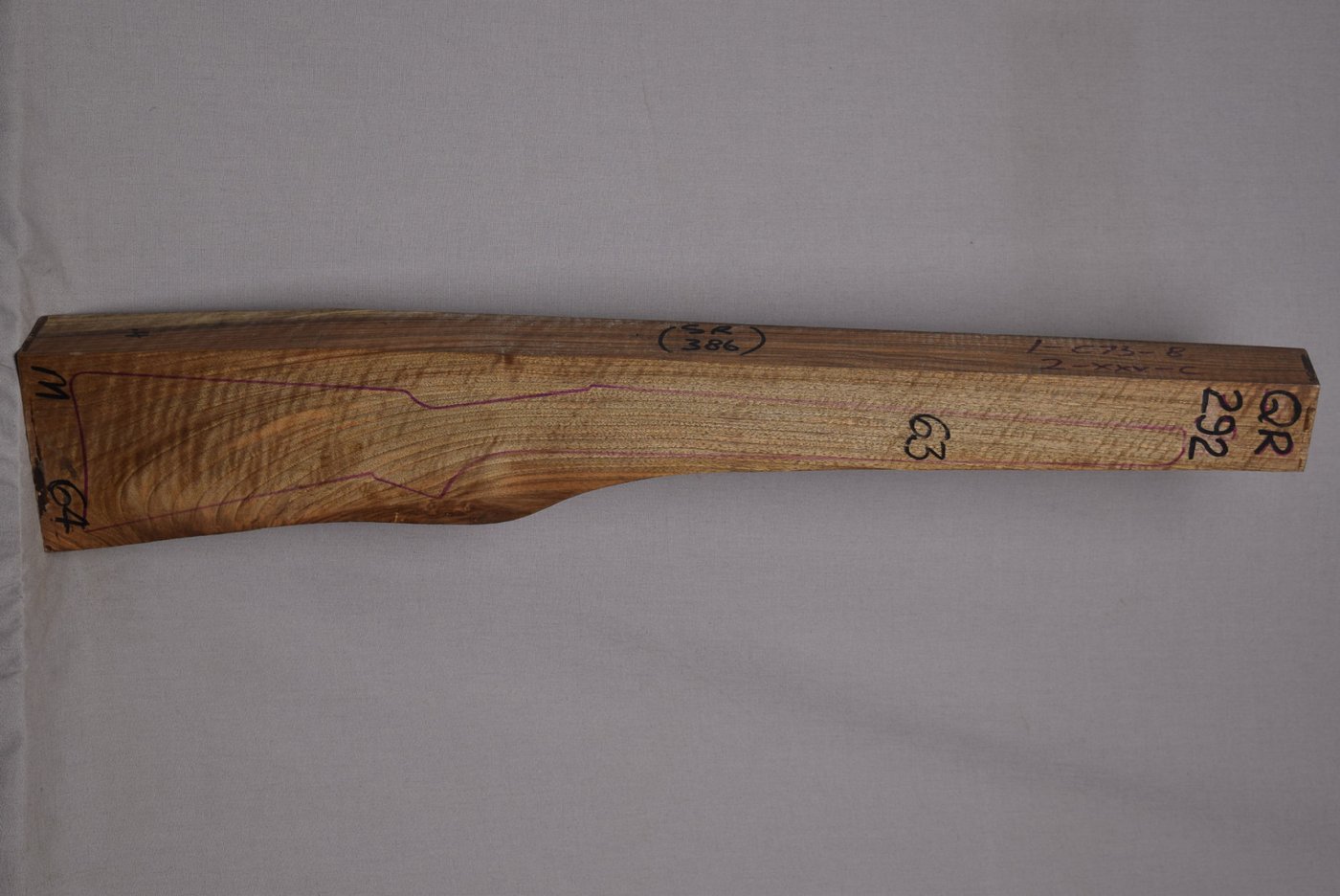 Right side of QR 292 stockwood blank