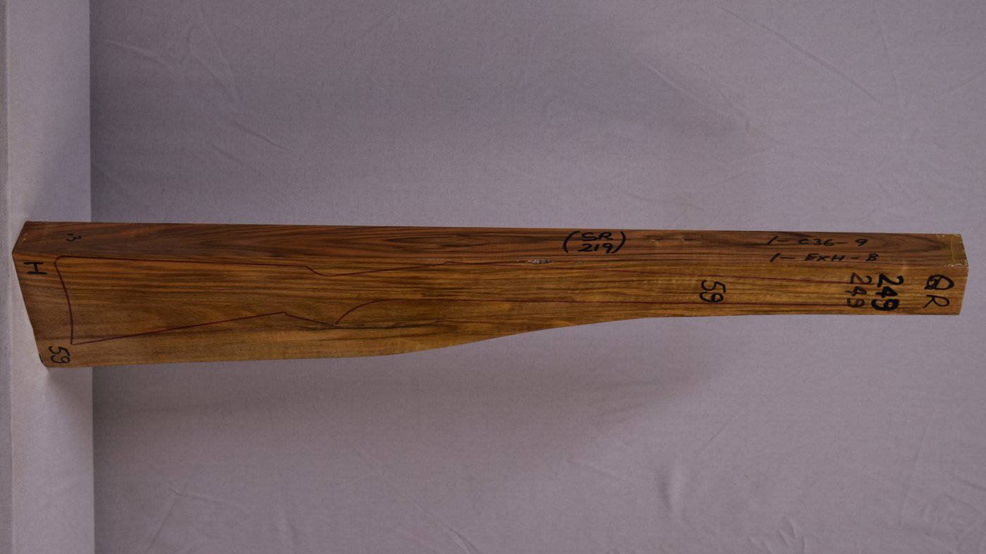 Right side of QR 249 stockwood blank