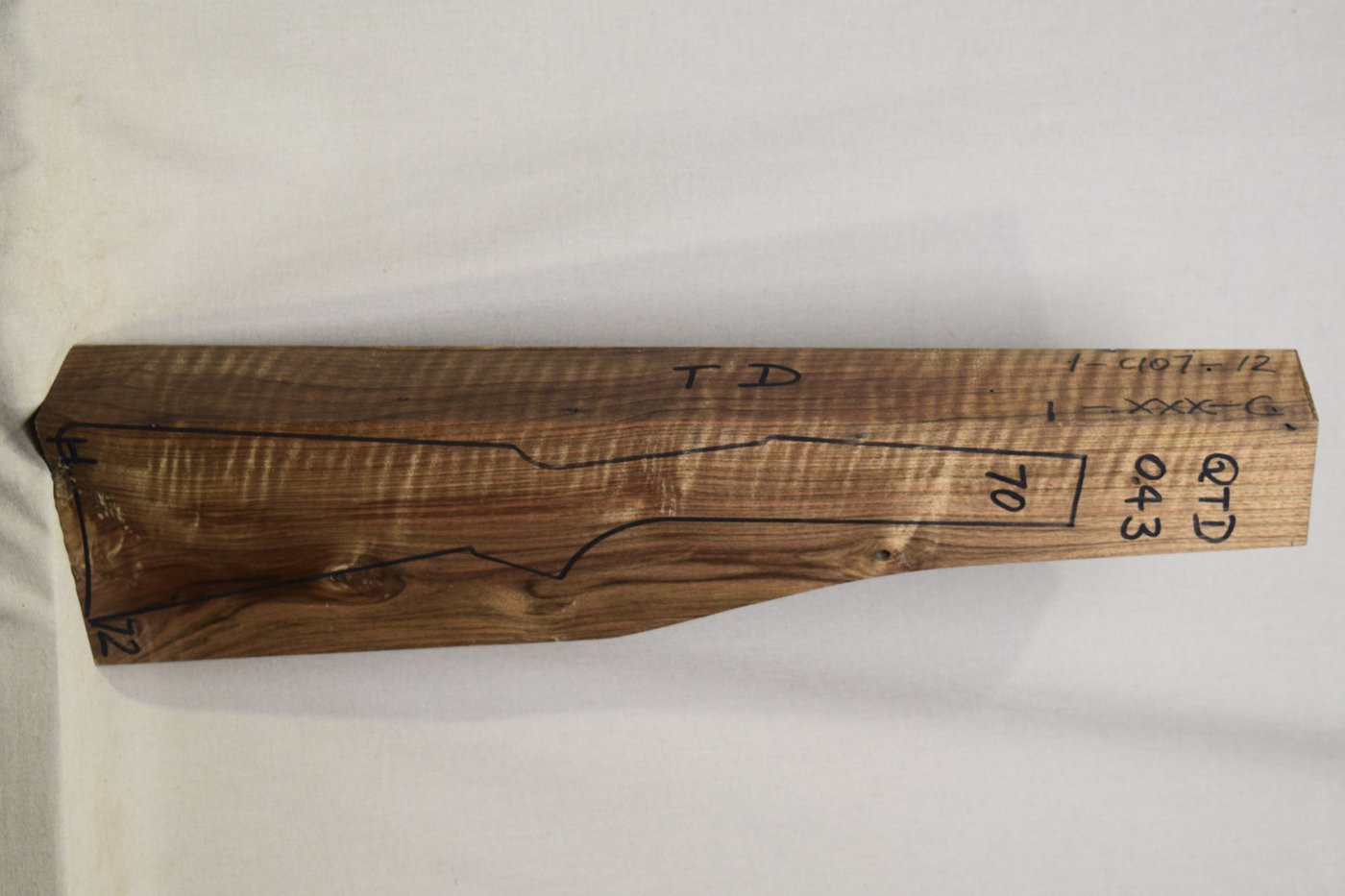 Right side of QTD 043 stockwood blank