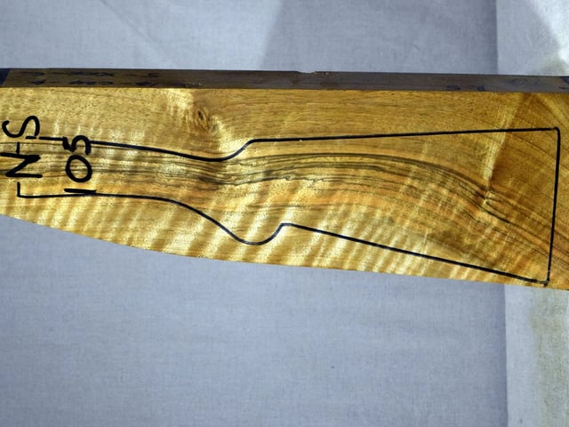 Left side of NS 105 stockwood blank
