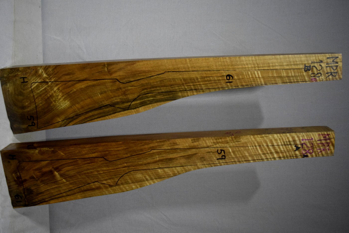 Right side of MPR 128A & 128B stockwood blank