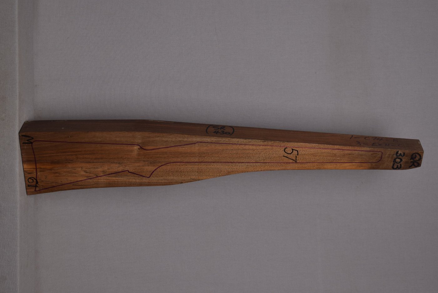 Right side of Qr 303 stockwood blank