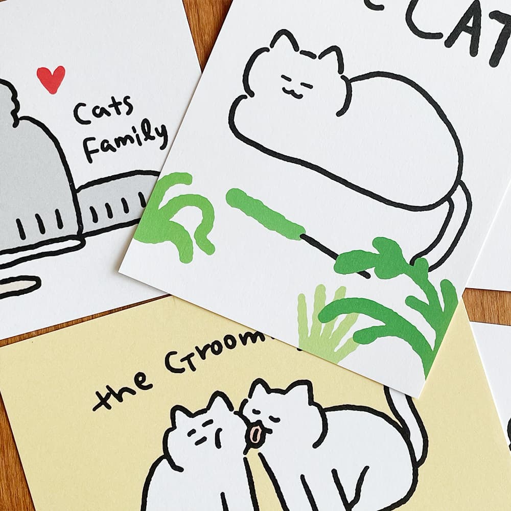 猫イラスト ポストカード 4種 | セレクタス