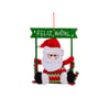 ENFEITE PORTA FELIZ NATAL 28X22 CM PAPAI NOEL COM RAMOS