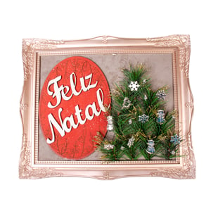 GUIRLANDA FELIZ NATAL 23 CM COM VERDES NO QUADRO 