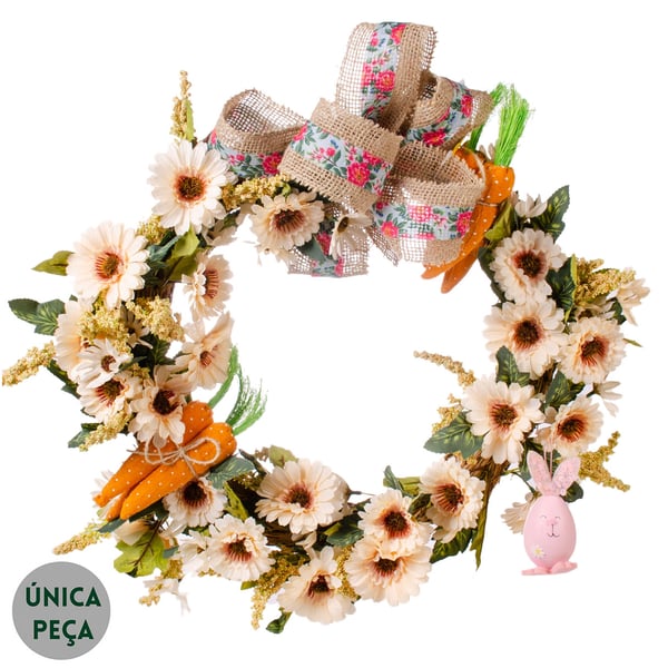 GUIRLANDA PÁSCOA 51 CM MARGARIDA CENOURA E LAÇO