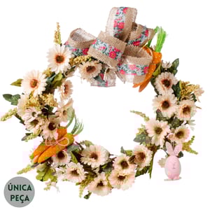GUIRLANDA PÁSCOA 51 CM MARGARIDA CENOURA E LAÇO