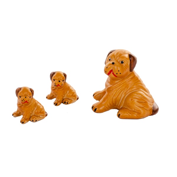 FAMÍLIA CACHORRO TRIO CERÂMICA BULDOGUE